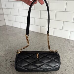 Yves Saint Laurent Black and Gold Quilted Shoulder Bag Small
